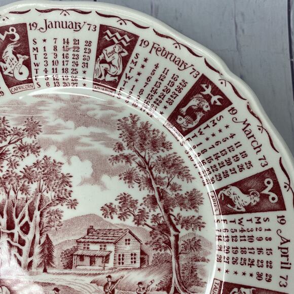 Alfred Meakin Staffordshire England 1973 Zodiac Calendar Plate 9 Inch - Picture 4 of 12